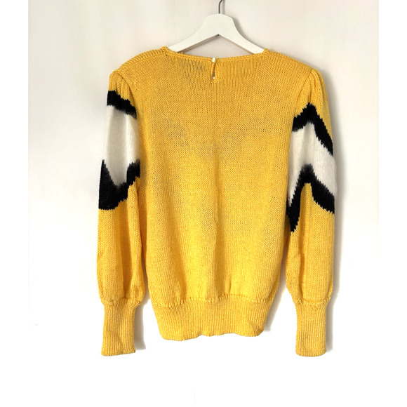 Vtg Maurada Sweater Large Knit Yellow Crew Retro Cardigan Pullon - Picture 2 of 13